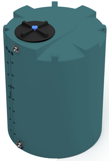 400 GAL PROCHEM® POTABLE WATER TANK W/BULKHEAD FITTINGS - LPE 1.0 FDA - GREEN - DIA 47